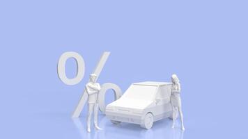 il auto e per cento simbolo per settore automobilistico finanza concetto 3d resa. foto