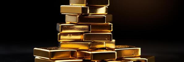 ai generato impilati oro barre che rappresentano ricchezza e finanza per investimento concetti e finanziario successo foto
