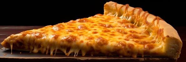 ai generato delizioso melty formaggio Pizza fetta con pomodoro salsa per bandiera o annuncio pubblicitario foto