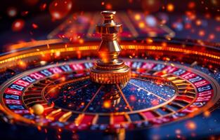 ai generato creativo sfondo roulette gioco dado carte casinò patatine fritte su gioco tavolo foto