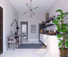 moderno scandinavo stile cucina interno. foto