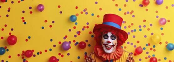 ai generato circo esecutore divertente clown aprile sciocchi giorno. foto