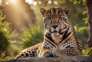 ai generato giaguaro - animale, giaguaro nel il giungla, bellissimo tiro di un africano leopardo - giaguaro foto