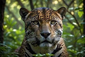 ai generato giaguaro - animale, giaguaro nel il giungla, bellissimo tiro di un africano leopardo - giaguaro foto