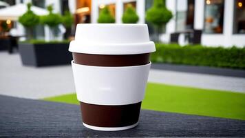 ai generato caffè tazza modello disegno, caffè tazza modello su caffè fagioli, caldo caffè sfondo, vuoto caffè tazza modelli, carta caffè borse foto