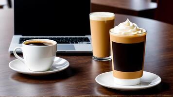 ai generato caffè tazza modello disegno, caffè tazza modello su caffè fagioli, caldo caffè sfondo, vuoto caffè tazza modelli, carta caffè borse foto