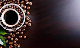 ai generato tazza caffè fagioli, caldo caffè, caffè espresso caffè tazza con fagioli, caffè fagiolo sfondo foto