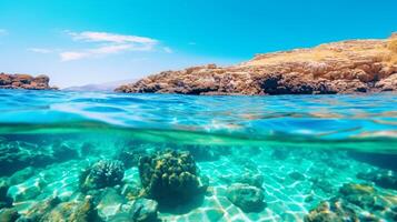 ai generato oceano lo snorkeling avventura sfondo foto