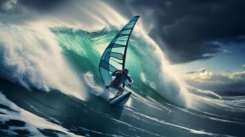 ai generato oceano windsurf sfondo foto