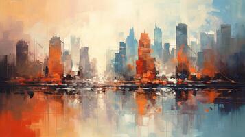 ai generato olio pittura astratto città sfondo foto