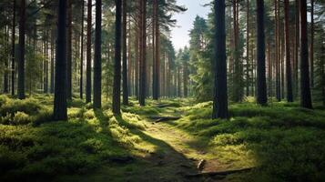 ai generato pino foresta sfondo foto