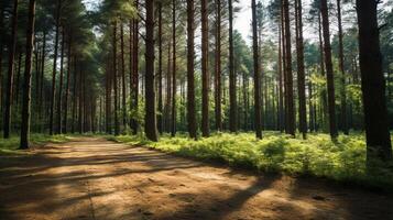 ai generato pino foresta natura sfondo foto