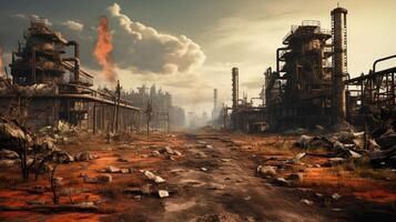 ai generato inviare apocalittico terre desolate gioco sfondo foto