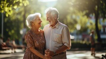 ai generato anziano attività invecchiamento con grazia e anziano cura foto