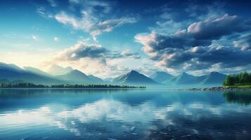 ai generato cielo con lago sfondo foto