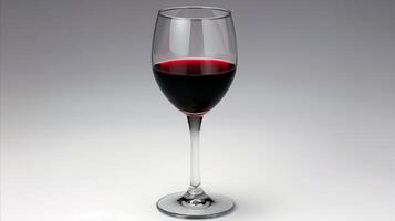 ai generato elegante rosso vino bicchiere su un' riflessivo superficie foto