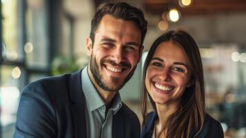 ai generato attività commerciale partner sorridente foto