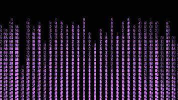 pioggia di numeri nel computer. movimento. bellissimo pirata sfondo con Linee di mutevole numeri. matrice pioggia di colorato mutevole numeri su nero sfondo foto