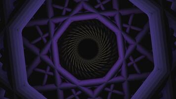astratto animazione di vorticoso senza soluzione di continuità geometrico tunnel. animazione. geometrico fantasia vorticoso spirale su nero sfondo foto