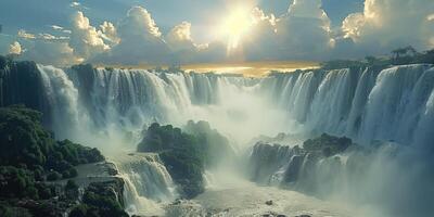 ai generato naturale paesaggio con Visualizza di il grande cascata foto