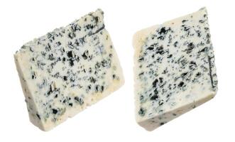 danese blu formaggio triangolo isolato su bianca sfondo con ritaglio sentiero foto