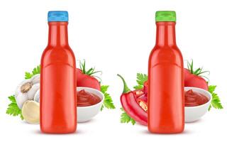 pomodoro ketchup bottiglia isolato su bianca sfondo foto