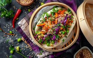ai generato colorato asiatico stile verdura insalata foto