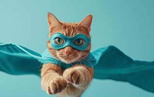 ai generato supereroe gatto nel volo foto