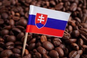 slovacchia bandiera su caffè fagioli, shopping in linea per esportare o importare cibo Prodotto. foto