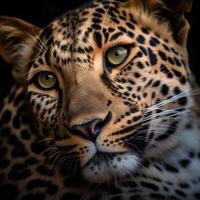 ai generato vicino su ritratto di leopardo. generativo ai foto