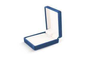 blu regalo scatola per gioielleria isolato su bianca sfondo foto