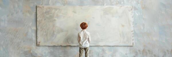 ai generato persona visualizzazione astratto pittura nel arte galleria, evocando concetti di contemplazione, creatività, e moderno arte interpretazione foto