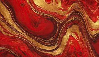 ai generato astratto, rosso oro arte struttura turbine nel dinamico danza su tela, catturato sotto studio illuminazione, in mostra intricato particolari, vivace colori. rosso oro olio pittura foto