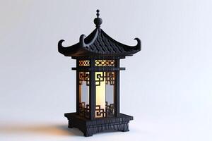 ai generato asiatico lanterna con intricato disegni isolato foto