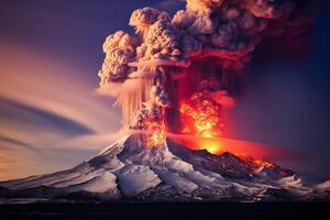 ai generato un' vulcano nel Islanda vicino il cittadina di grindavik erutta foto