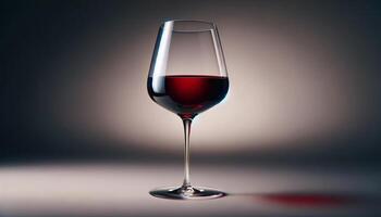 ai generato elegante bicchiere di rosso vino nel un' sereno ambientazione foto