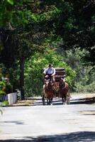 Colombia, circa, 2023 - palcoscenico allenatore si avvicina su strada foto