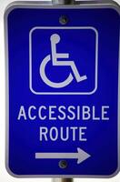 stretto tiro di metallo portatori di handicap accessibile cartello foto