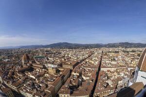 Firenze aereo Visualizza paesaggio urbano a partire dal giotto Torre dettaglio vicino Cattedrale Santa maria dei fiori, brunelleschi cupola Italia foto