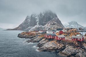 Hamnoy pesca villaggio su lofoten isole, Norvegia foto