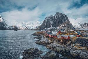 Hamnoy pesca villaggio su lofoten isole, Norvegia foto