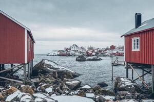 Nusfjord pesca villaggio nel Norvegia foto