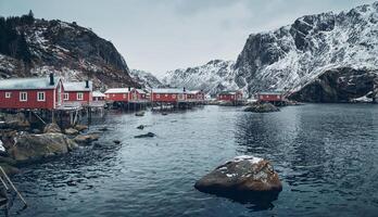 Nusfjord pesca villaggio nel Norvegia foto