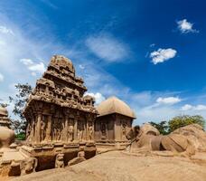 cinque rathas. Mahabalipuram, tamil nadu, Sud India foto