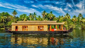 casa galleggiante su kerala stagni, India foto