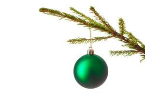 decorazione fronzolo su decorato Natale albero iso foto