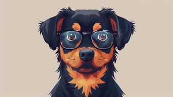 ai generato divertente inteligente cane con bicchieri isolato su beige sfondo foto
