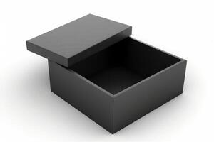 ai generato svelato nero scatola isolato su bianca sfondo foto