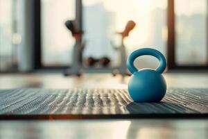 ai generato un' kettlebell per formazione nel fitness camera . generativo ai foto