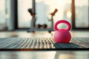 ai generato un' kettlebell per formazione nel fitness camera . generativo ai foto